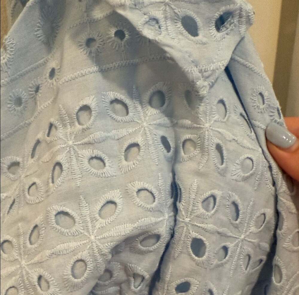 ELOQUII Light Blue Eyelet Easy Dress Size 16 - Picture 4 of 9